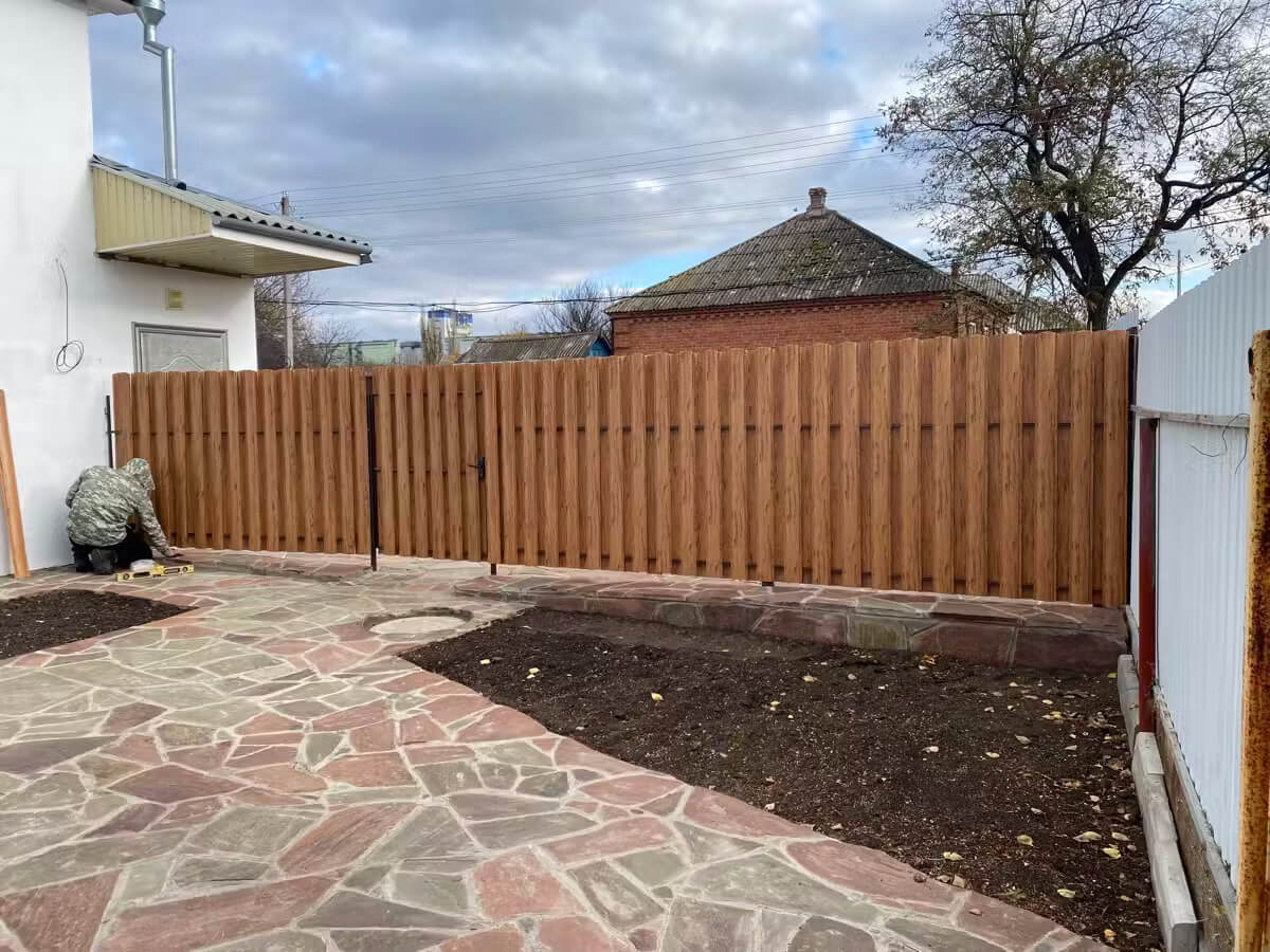 Забор из евроштакетника 7м Кипарис 2хPrintech двусторонний в Челябинске